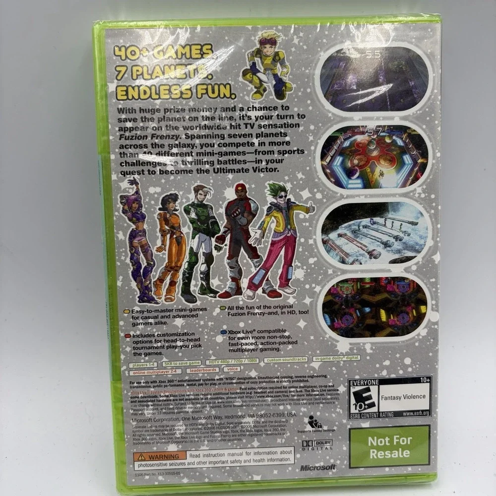 New Sealed Xbox 360 Fuzion Frenzy 2 40+ games 7 planets fusion